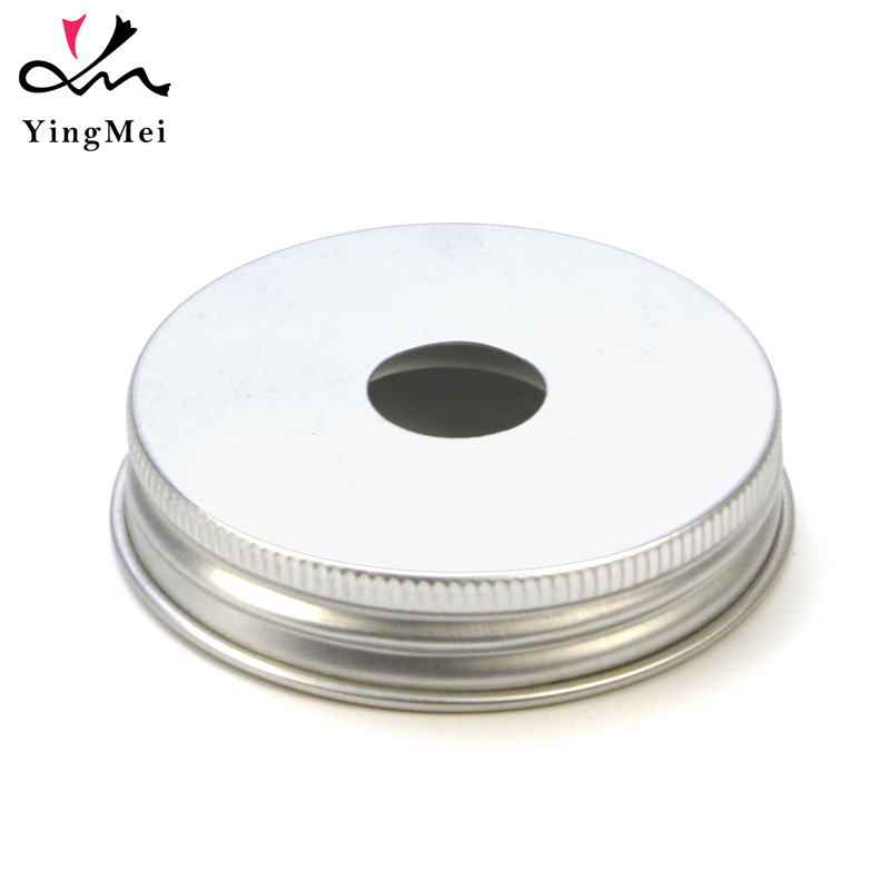 53mm Silver Perforated Aluminum Lid Metal Threaded Cap