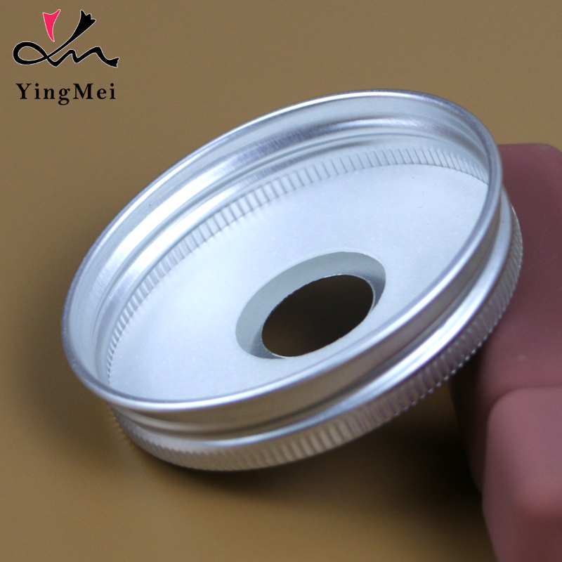 53mm Silver Perforated Aluminum Lid Metal Threaded Cap