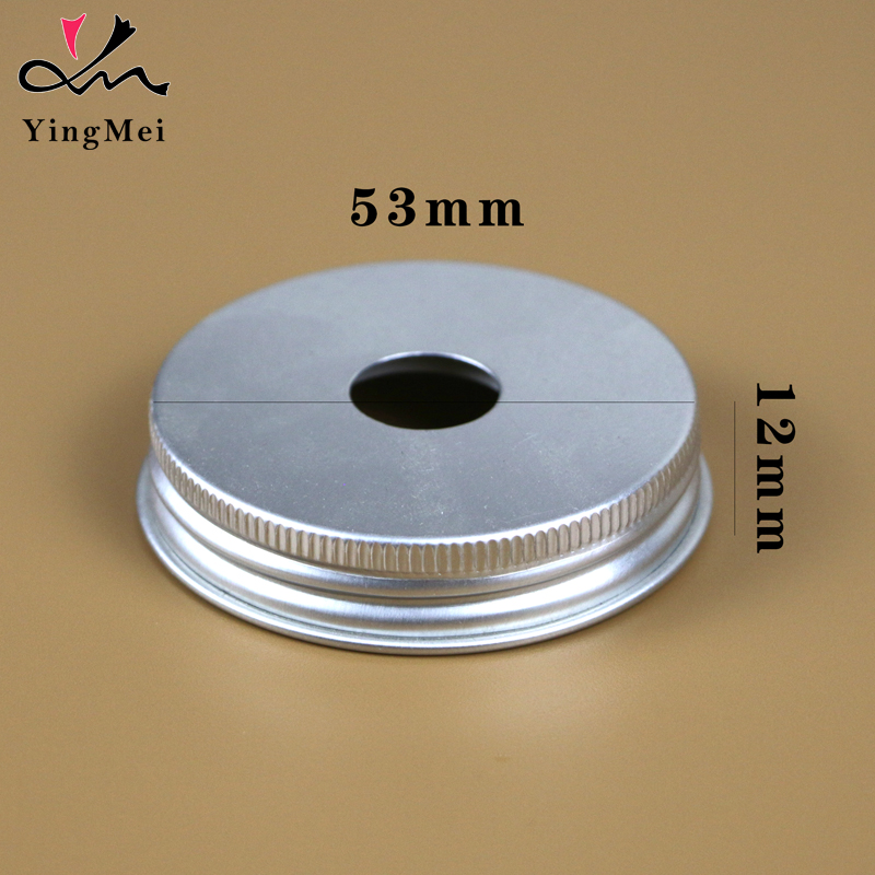 53mm Silver Perforated Aluminum Lid Metal Threaded Cap
