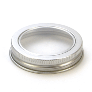 silver 50mm aluminum screw lids With clear window