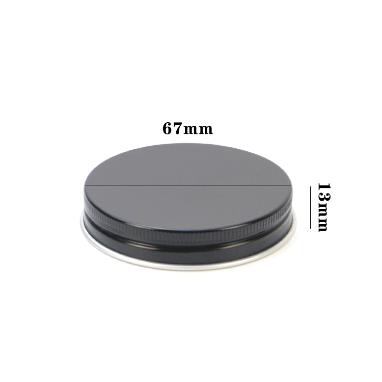 67mm Premium Black Aluminum Lid Metal Screw Lids Jar Cap