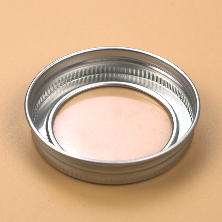 silver 50mm aluminum screw lids With clear window